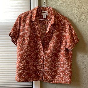 Linen Floral Button-Up